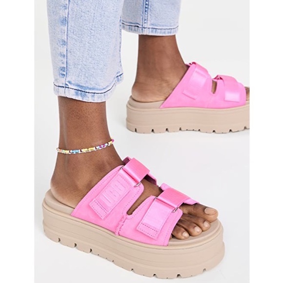 UGG Pink Bliss Clem Suede Platform Sandals, NWT, Size